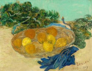 Bodegón de naranjas y limones con guantes azules (1889) Vincent Van Gogh